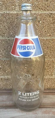 RARE 1970s PEPSI Vintage Swirl Glass 2 Liter Bottle • $35.95