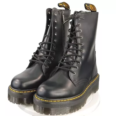 Dr. Martens Jadon Hi Bex Platform Leather Black Smooth Boots Womens Us 10 Mens 9 • $169.99