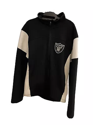 Vintage NFL Raiders Zip Fleece Sweater Jacket Size Large -Black • $23.88