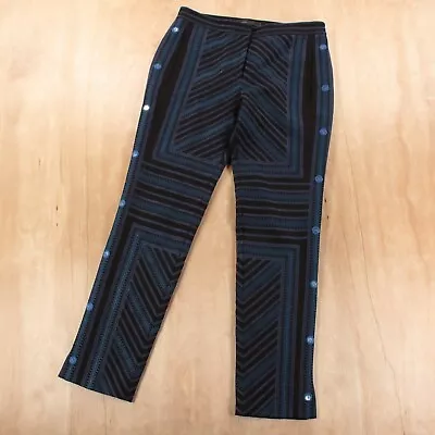 Vtg BCBG Maxazria Women Pants XS Stretch Button Sides Geometric • $12.99