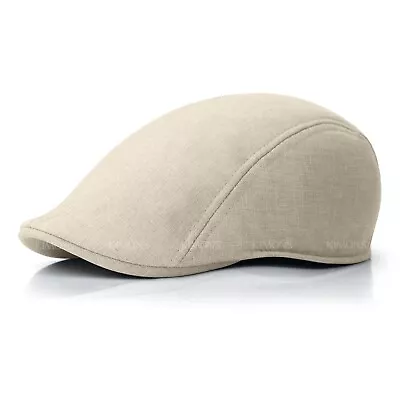 Summer Newsboy Linen Plain Gatsby Cap Ivy Hat Golf Driver Mens Flat Cabbie II • $9.86