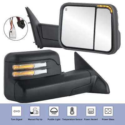 Pair Power Heated Tow Mirrors For 09-18 Dodge Ram 1500 2500 3500 W/Temp Sensor • $194.95