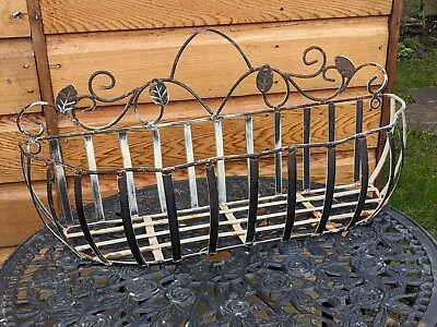 Metal Iron Wall Mounted Trough Planter Garden Flower Basket Shabbychic • £23