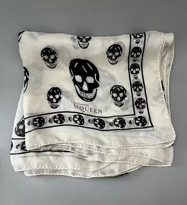 Alexander McQueen Silk Scarf Shawl Black & White Skull Print Approx. 41x45” • $84.50