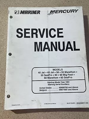 Mercury Mariner Outboard 90-817643R1 Service Manual 45 Jet 50 55 60 Mara SeaPro • $30