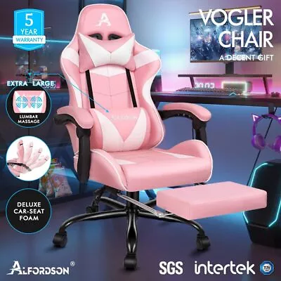 ALFORDSON Gaming Office Chair Racing Executive Footrest Computer Seat PU Leather • $139.95