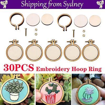 30sets Mini Embroidery Hoop Ring Wooden Cross Stitch Frame Kit For Hand Craft • $17.95