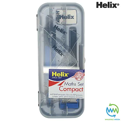 £3.49 • Buy HELIX Compact MATHS GEOMETRY SET Compass Ruler Protractor Sharpener SCHOOL Exam