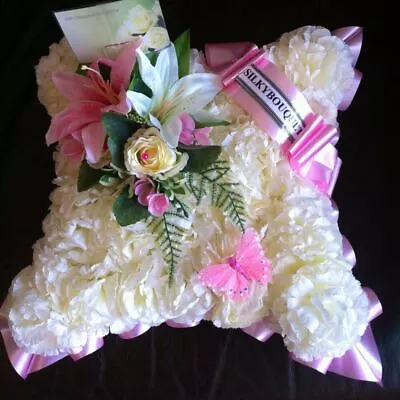 Artificial Silk Funeral Flower Cushion Tribute Mum Memorial Wreath Arrangement • £33