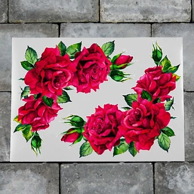 £6.62 • Buy 2 X Red Rose Flower Vinyl Stickers Decals Wall MacBook Laptop IPad - SKU7260