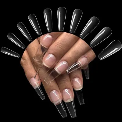 500/504pcs Artificial Nails False Full Nail  Tips Acrylic UV Gel Natural • $21.90