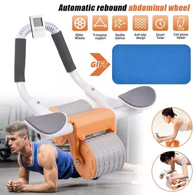 Ab Roller Wheel With Knee Mat Automatic Rebound Abdominal Wheel Timer Exercise  • $31.95