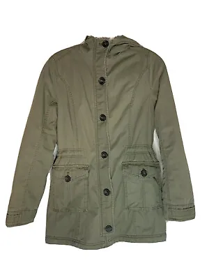 $64.99 • Buy Abercrombie & Fitch Kids Sherpa Lined Olive Military Parka Jacket Large.