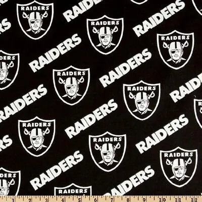 BTY NFL Oakland Raiders Black Cotton Fabric By The Yard 3513 • $12.25