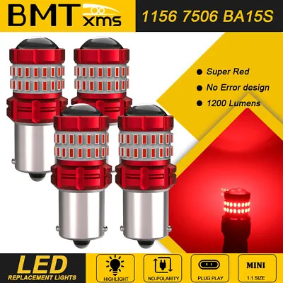$18.69 • Buy 4X 1156 7506 P21W Red LED Brake Stop Tail Light Bulb Error Free For BMW Audi VW