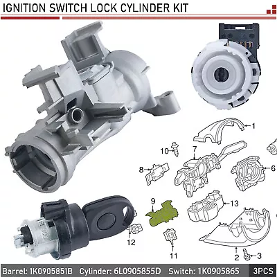 Ignition Bareel Door Lock & Key For VW Golf Mk5 MK6 Rabiit 06-09 Audi 1K0905851B • $25.99