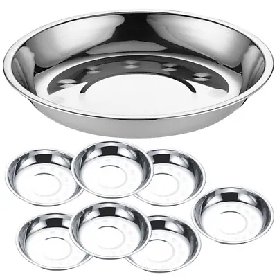 8Pcs Metal Tray Stainless Steel Steaming Pot Stainless Steel Round Plates • £13.99