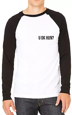 U Ok Hun? Breast Print Mens Womans Funny Unisex Pocket Baseball T-Shirt • £13.99