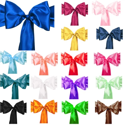 £2.99 • Buy Time To Sparkle 1 10 50 100 Satin Sashes Chair Cover Bow Wider Fuller Wedding