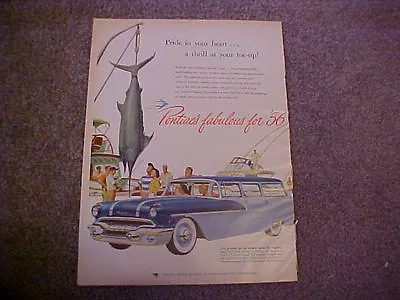 1956 Pontiac Station Wagon LARGE Full-color Vintage Ad--sized For EZ Framing--56 • $11.75