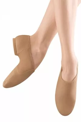 BLOCH Neo-Flex Leather Split Sole Slip On Jazz Shoes Neoprene Arch S0495 Tan • £29