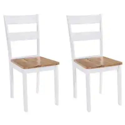 VidaXL Dining Chairs 2 Pcs White Solid Rubber Wood • $181.51