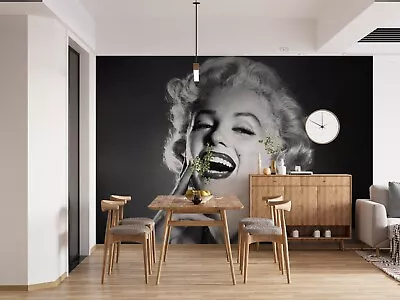 3D Marilyn Monroe Smile Hand Gray Self-adhesive Removeable Wallpaper Wall Mural1 • $98.99