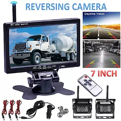 Wireless 7  Monitor Reverse Camera Rear View Backup Parking Cam Kit Night Vision • $125.99