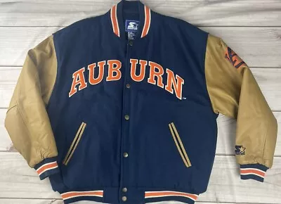 Vintage Starter Auburn Tigers Wool Leather Bomber Jacket Letterman Men’s Large • $179.95