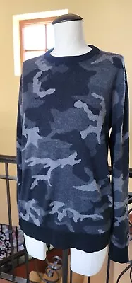 Michael Kors Men Sweater S Knit Black Gray Camouflage Camo Wool Unisex Xs • $19.99