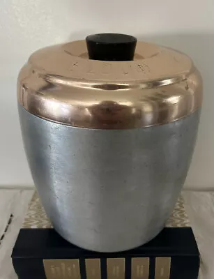 Vintage 1950’s Spun Aluminum Copper Lid Bakelite Knob Flour Kitchen Canister Jar • $19.99