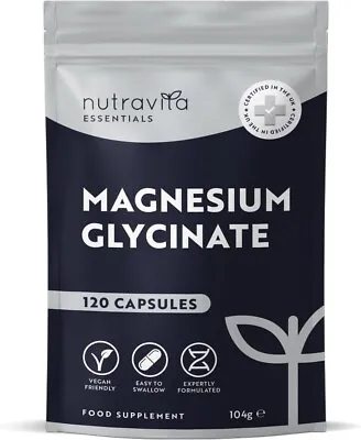 Magnesium Glycinate 1000mg 120 Vegan Capsules - Energy Bone & Muscle Function • £12.99