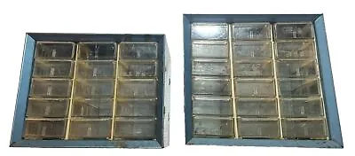 Two Vintage 15 & 18 Drawer Metal Akro-Mils Small Parts Storage Organizer Bin • $94.88