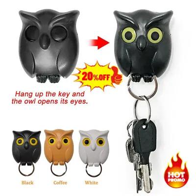 Night Owl Magnetic Wall Key Holder Keychain Hooks Hanging Key Will Open Eye • £2.34