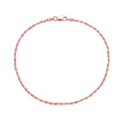 Pori Jewelry 10K Rose Gold Diamond Cut Rope Chain Bracelet 10k • £55.67