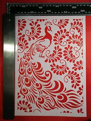 A4 Wall Stencil Reusable Template Peacock Leaves Home Decor Mask Scrapbook Decor • £6.99