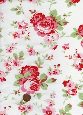 100% Cotton Fabric Vintage Ikea Rosalie Floral Pink Green White Patchwork Craft • £2.40