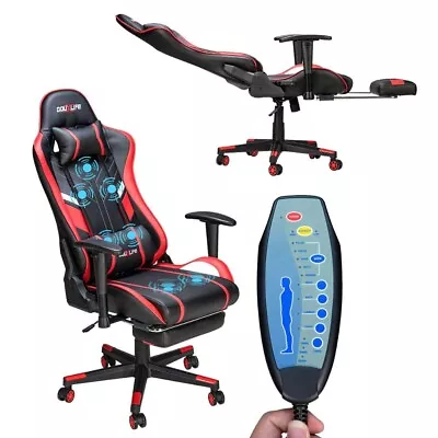 Gaming Office Chair Massage And Handle Control Lumbar Relax  With Footrest • $256