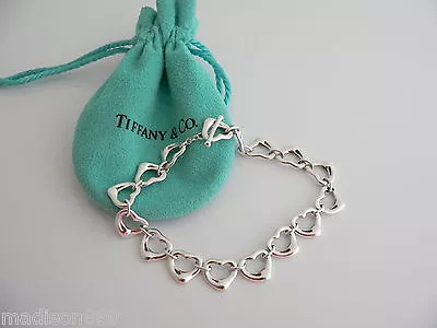 Tiffany & Co Silver Open Heart Link Bracelet Bangle Gift Love Pouch • $748