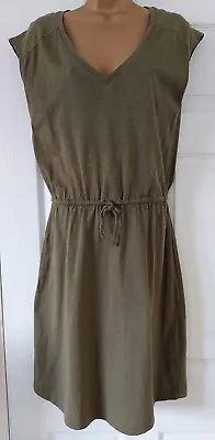 Boden Maya Dress | 8L | Khaki | 100% Cotton Jersey | Good Pockets • £18.99