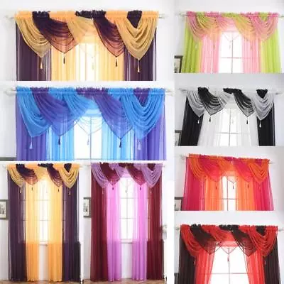 £6.49 • Buy HOT Voile Curtain Swags All Colours Pelmet Valance Net Curtains Voile Swag