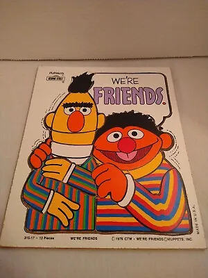 VINTAGE 1976 Playskool Bert And Ernie Wooden Puzzle We're Friends Sesame Street • $5.49