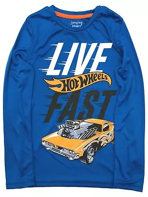 Jumping Beans Active Boys Long Blue Hot Wheels Car T-Shirt Live Fast Tee 12 • $16.99