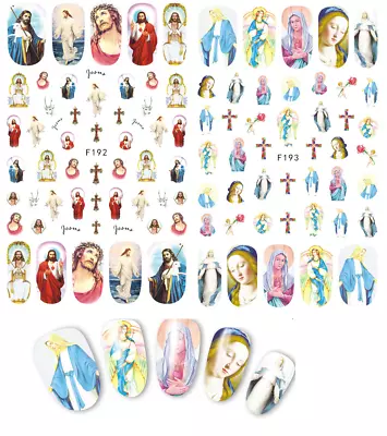 Jesus Lord Mary Christian Nail Stickers Decals Cross Religion Mother Of God NS51 • $2.95