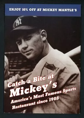 2007 Mickey Mantle Restaurant Ad Card W/coupon Ex-mt 427477 (kycards) • $25
