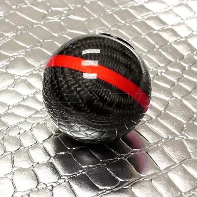 Real Carbon Fiber Racing Ball MT Gear Shift Shifter Knob Red Stripe Universal • $24.88