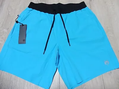 GREYSON Mens M MEDIUM COYWOLF SHORTS AQUA BLUE LAGOON LINED WORKOUT STRETCH • $53.99