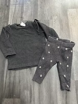 Baby Girl’s 3-6 Months Grey Zara Outfit Set Leggings Jumper • £0.99