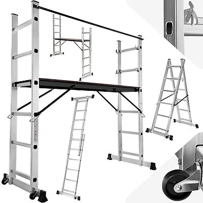 Platform Ladder Combination Scaffold Multi Purpose Aluminium Work 3 Way Step • £134.99