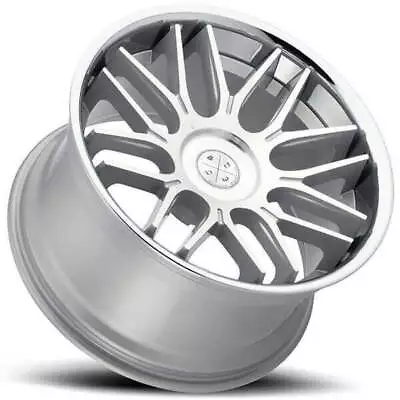 (4) 20  Staggered Blaque Diamond Wheels BD-27 Silver Machined With Chrome (B3) • $2300